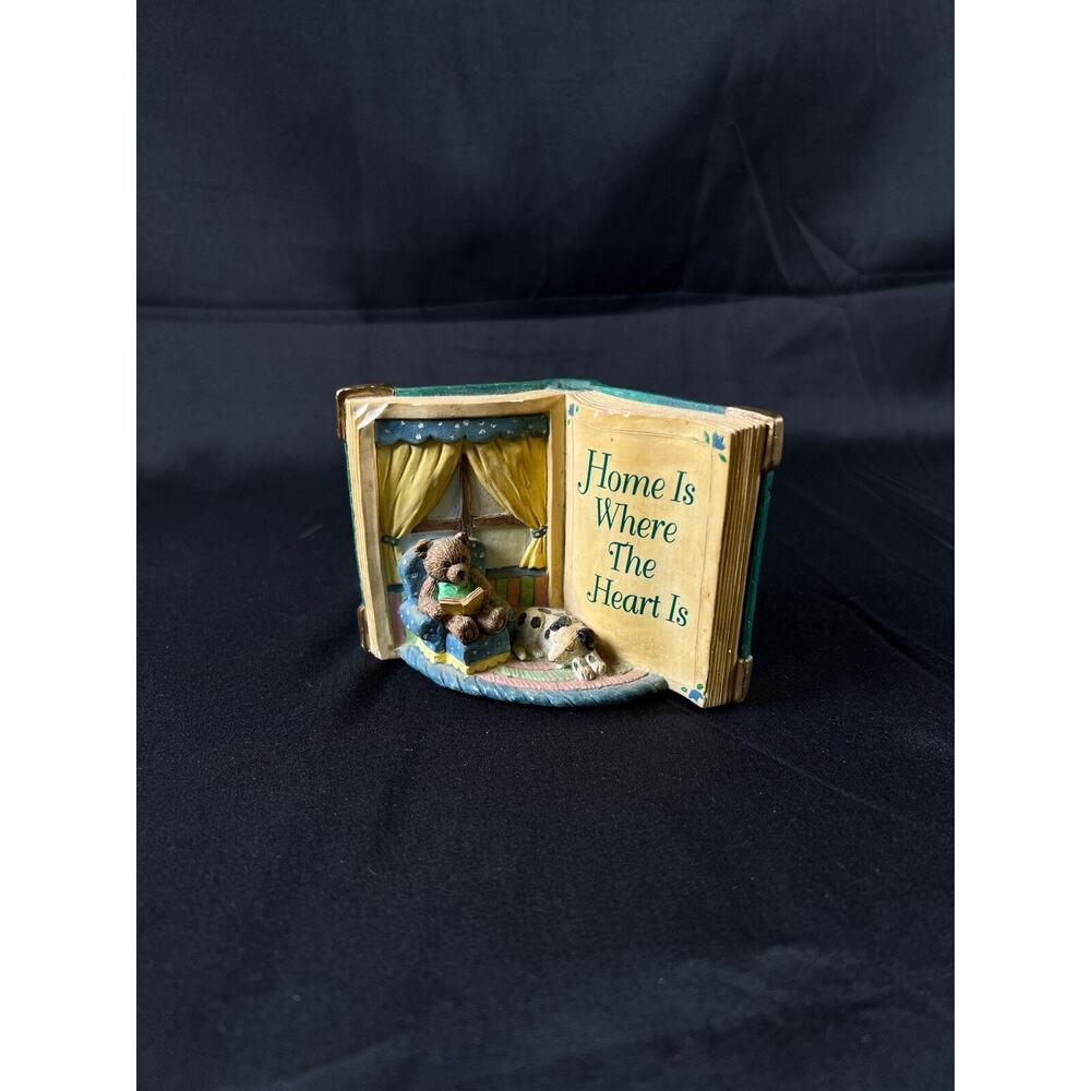 The San Francisco Music Box Co. "home is where the heart is" Book w bear & dog